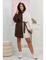 Izolovaná dvoubarevná mikina hnědá + béžová melanž