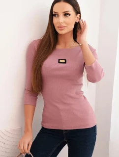 Dámská pruhovaná blůza s 3/4 rukávem a ozdobným nášivkem tmavě růžová
