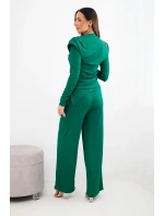 Dámský bavlněný komplet s a kalhotami střihu zelený model 21924485 - K-Fashion