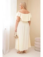 Dámské šaty Plus Size s volánem a elastickým pasem žlutá Dámské šaty Plus Size s volánem a elastickým pasem žlutá