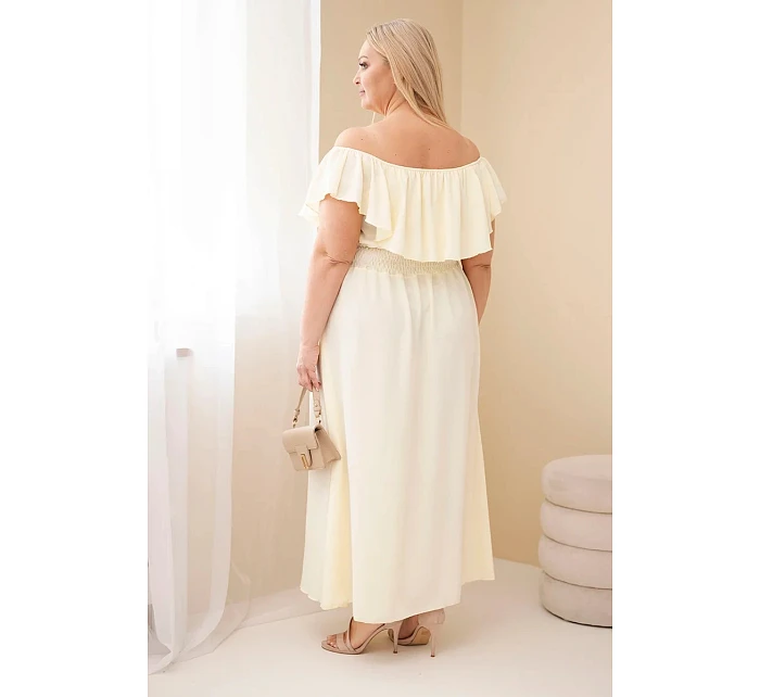 Dámské šaty Plus Size s volánem a elastickým pasem žlutá Dámské šaty Plus Size s volánem a elastickým pasem žlutá