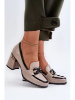 Dámské polobotky na podpatku béžové D&A model 21655949 - S.Barski