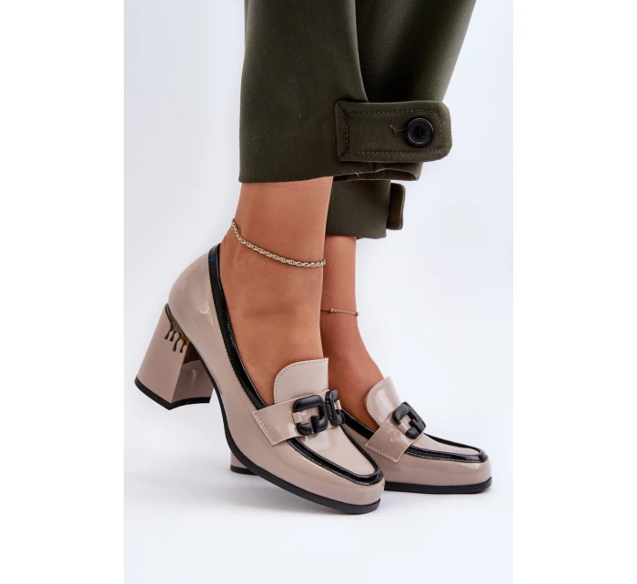 Dámské polobotky na podpatku béžové D&A model 21655949 - S.Barski