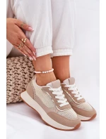 Dámské Sportovní Boty S Síťovinou Na Platformě Khaki Poova Dámské Sportovní Boty S Síťovinou Na Platformě Khaki Poova