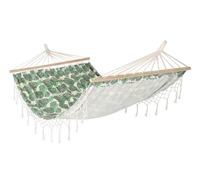 ZAHRADNÍ HOUPACÍ SÍŤ PRO 2 OSOBY 200X150CM S TYČÍ A STŘAPCEM MIAMI NATURA JUNGLE