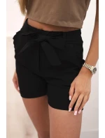 Dámské šortky s mašlí a volánky černý Dámské šortky s mašlí a volánky černý