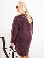 Dámské šaty Plus Size manšestrové s volným střihem fialová tmavá Dámské šaty Plus Size manšestrové s volným střihem fialová tmavá