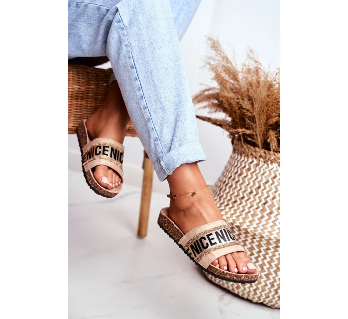 Nazouváky Na Korkové Podrážce Se Zirkony Béžové Be model 21536465 - EVENTO