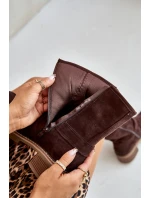 Dámské boty na nízkém podpatku se hnědé model 21671183 - Boto