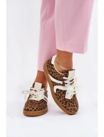 Nízké Dámské Sneakersy S Krajkou Leopardí Hnědé Zielle Nízké Dámské Sneakersy S Krajkou Leopardí Hnědé Zielle