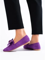 Jedinečné mokasíny fialové dámské bez podpatku Jedinečné mokasíny fialové dámské bez podpatku