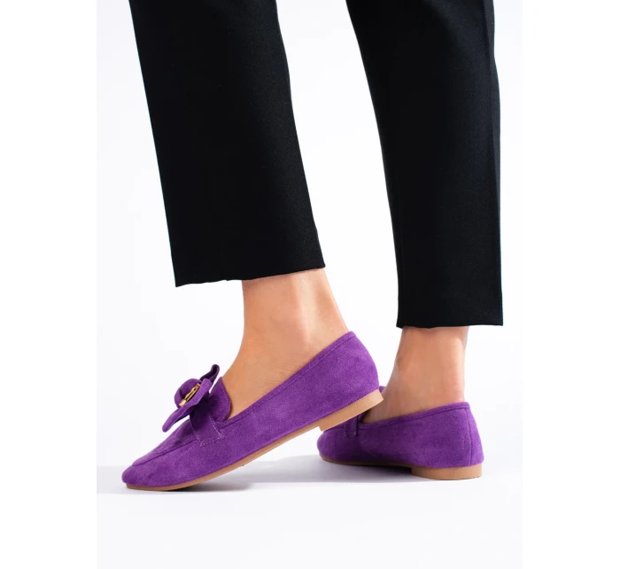 Jedinečné mokasíny fialové dámské bez podpatku Jedinečné mokasíny fialové dámské bez podpatku