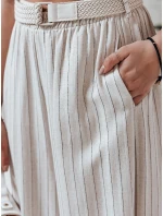Dámské široké kalhoty s páskem beige model 21988976 - Dstreet Dámské široké kalhoty s páskem beige model 21988976 - Dstreet