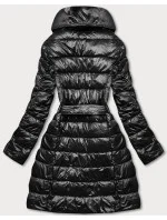 Černá dámská bunda s vyhrnutým límcem (ag1-j9061b)