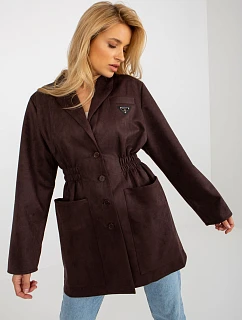 Tmavě hnědý tenký dámský kabát sako model 20840809 - Factory Price