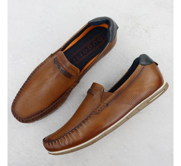 Skórzane męskie brązowe model 22035541 - Bugatti Skórzane męskie brązowe model 22035541 - Bugatti