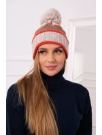 Dámská čepice Kinga K297 beige+mocca+red Dámská čepice Kinga K297 beige+mocca+red