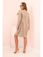 Dámská viskózová sukýnka Plus Size s model 21232413 na řetízku tmavě béžová - K-Fashion