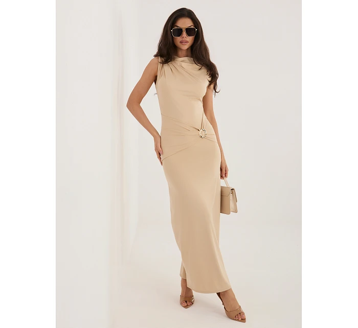 Sukienka IT SK model 22076773 beżowy - FPrice Sukienka IT SK model 22076773 beżowy - FPrice