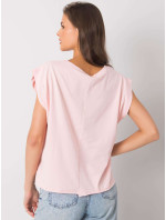 Světle růžové bavlněné tričko s potiskem