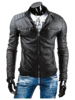 Pánská kožená bunda černá TX3247 Pánská kožená bunda černá TX3247