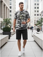 Pánské tričko s potiskem v kamuflážovém vzoru, šedé, FashionStreet NX2002R Pánské tričko s potiskem v kamuflážovém vzoru, šedé, FashionStreet NX2002R