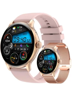 Dámské chytré hodinky Rubicon RNCF35 ROSE GOLD Náramek + řemínek růžová