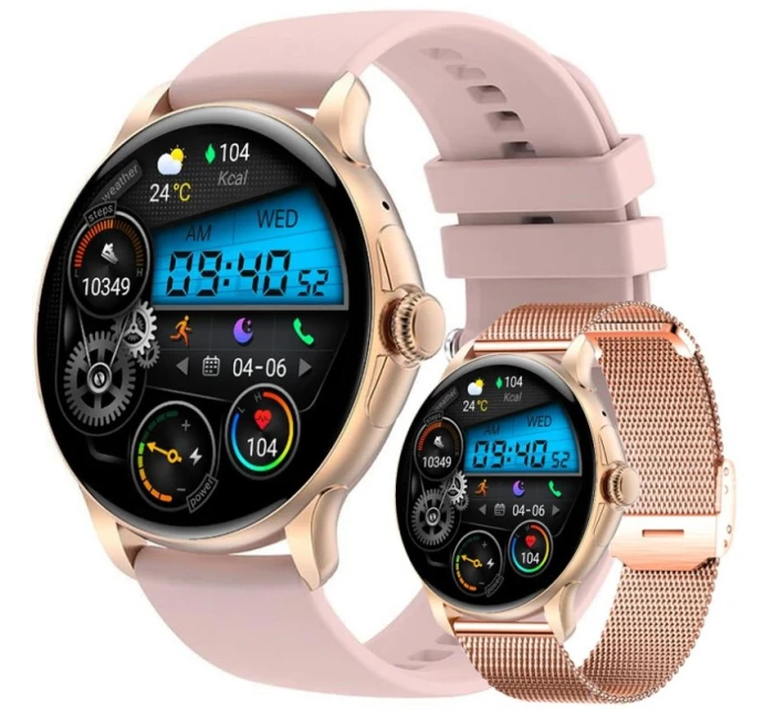 Dámské chytré hodinky Rubicon RNCF35 ROSE GOLD Náramek + řemínek růžová Dámské chytré hodinky Rubicon RNCF35 ROSE GOLD Náramek + řemínek růžová