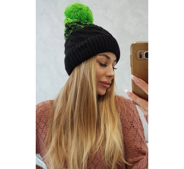 Fleecová čepice Ilona K218 černá+zelená