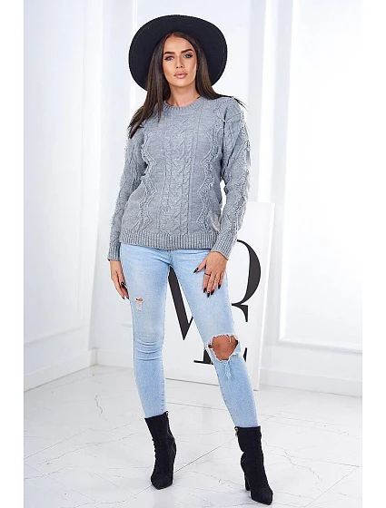 Svetr s model 18970321 šedý - K-Fashion