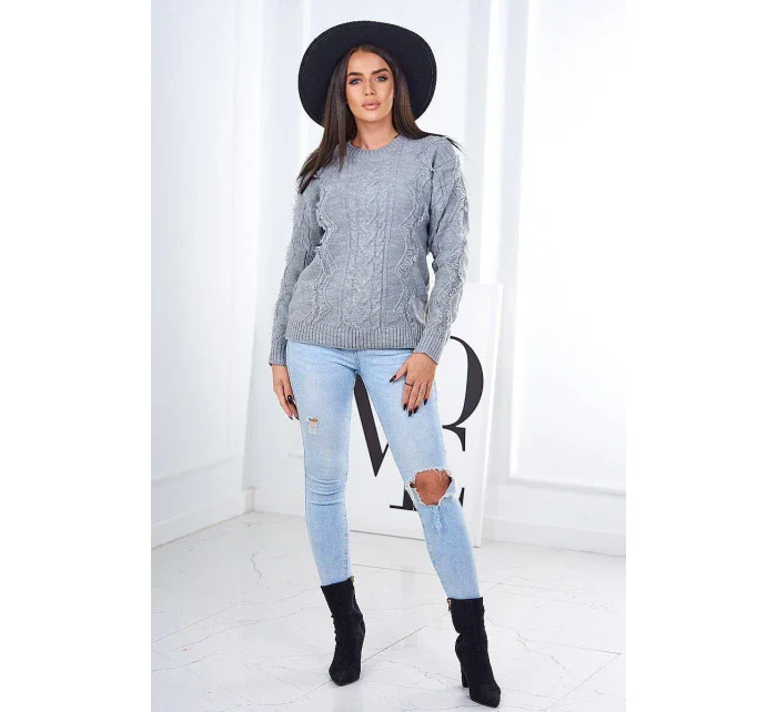 Svetr s model 18970321 šedý - K-Fashion Svetr s model 18970321 šedý - K-Fashion
