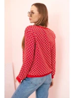 Dámská mikina s potiskem a kulatým výstřihem červený