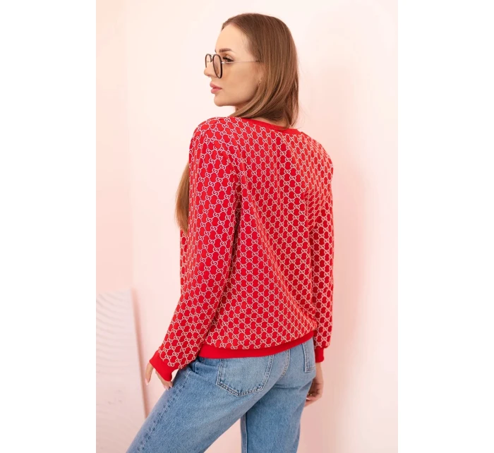 Dámská mikina s potiskem a kulatým výstřihem červený