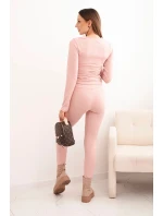 Dámská bavlněná souprava s dlouhým rukávem a legínami pudrově růžová Dámská bavlněná souprava s dlouhým rukávem a legínami pudrově růžová