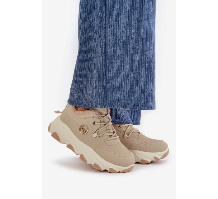 Zateplené Dámské Sportovní Boty Na Na Platformě Béžové model 21668469 - Boto Zateplené Dámské Sportovní Boty Na Na Platformě Béžové model 21668469 - Boto