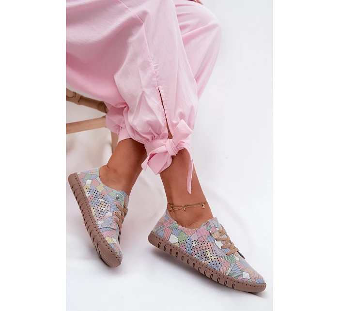 Vzorované vzorované dámské polobotky z přírodního semiše vícebarevné model 22123289 - Boto