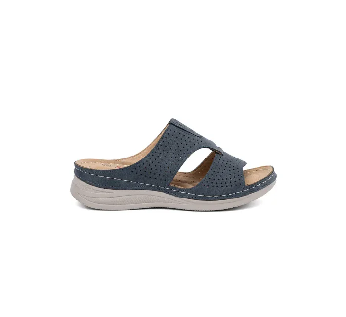 Jedinečné  nazouváky dámské modré na plochém podpatku