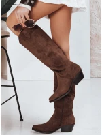 Dámské semišové hnědé kovbojské boty Dstreet model 21995226 - FashionStreet