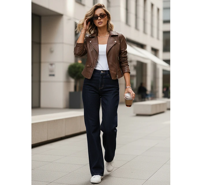 Jeansy damskie wide leg z wysokim stanem granatowe model 22101989 - FashionStreet Jeansy damskie wide leg z wysokim stanem granatowe model 22101989 - FashionStreet