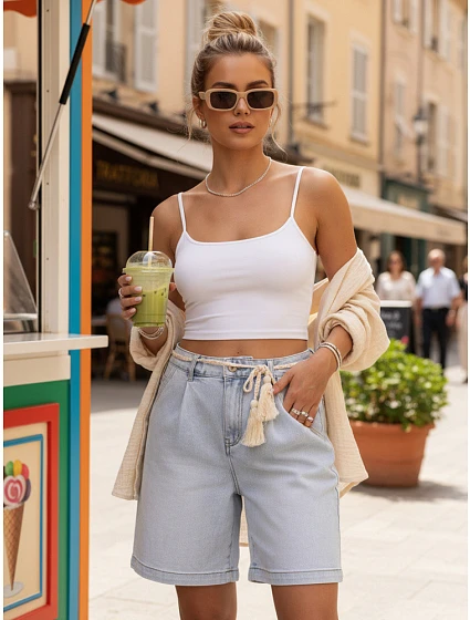 Dámské ležérní modré džínové šortky FashionStreet SY0498