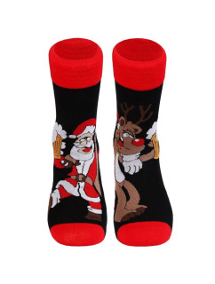 Vánoční ponožky Santa s pivem černé
