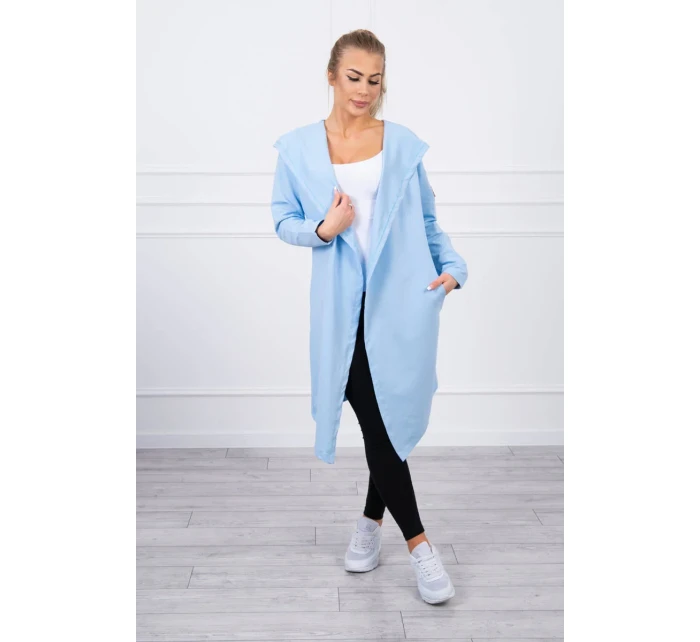 Dlouhý kabát s kapucí modrý