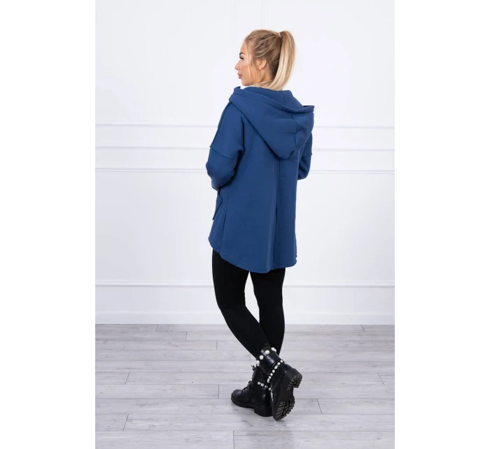 Zateplená mikina s delšími zády a kapsami z džínoviny