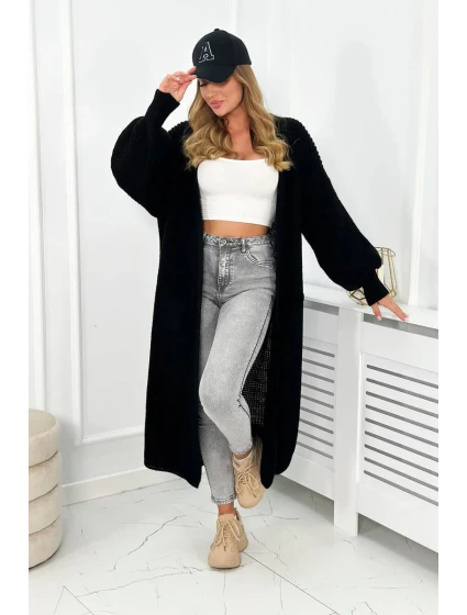 Svetr dlouhý kardigan černý Svetr dlouhý kardigan černý