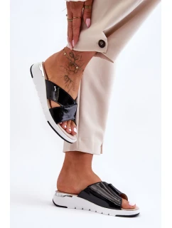 Lakované nízké klínky S.Barski AL22469 Černé