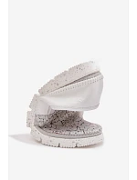 Dámské nazouvací kožené polobotky Maciejka 03512-70 Bílá-Stříbrná