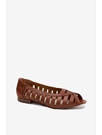 Kožené síťované baleríny Maciejka P7540-29 Hnědé