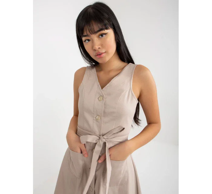 Dámské šaty LK SK béžová model 18116344 - FPrice Dámské šaty LK SK béžová model 18116344 - FPrice