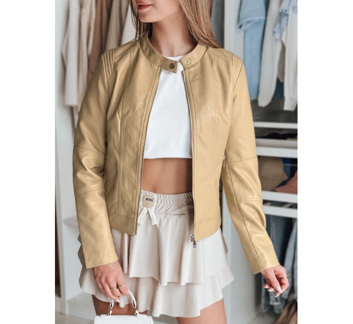 Dámská kožená bunda s kapucí METSOUL beige FashionStreet TY4745