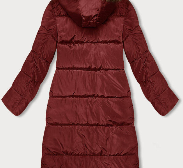 Dlouhá červená dámská zimní bunda (V725)